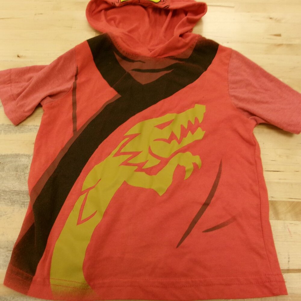 LEGO Ninjago Kai Character Cosplay Kids Boys Short Sleeve Hooded T-Shirt 4T EUC